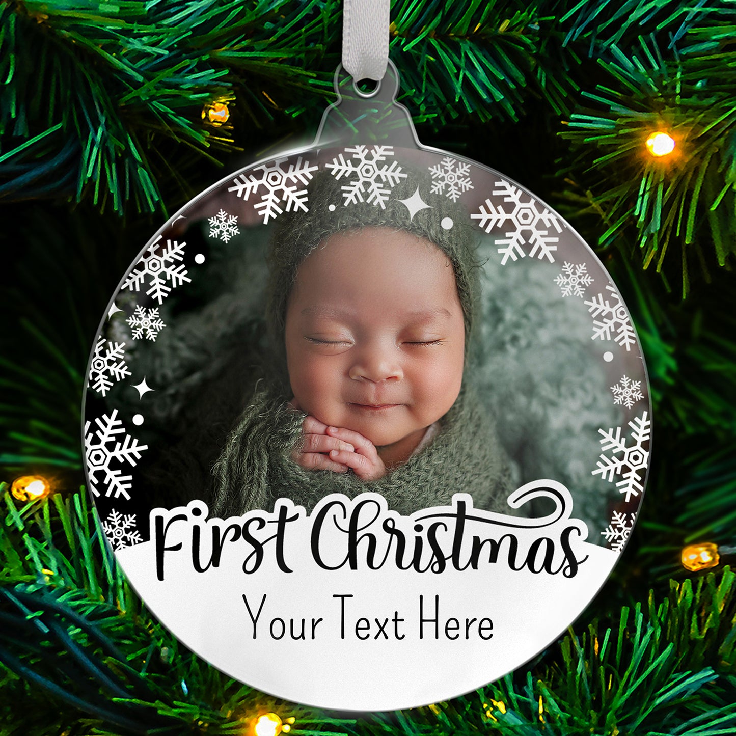 Personalised Photo Upload First Christmas Bauble - 80mm