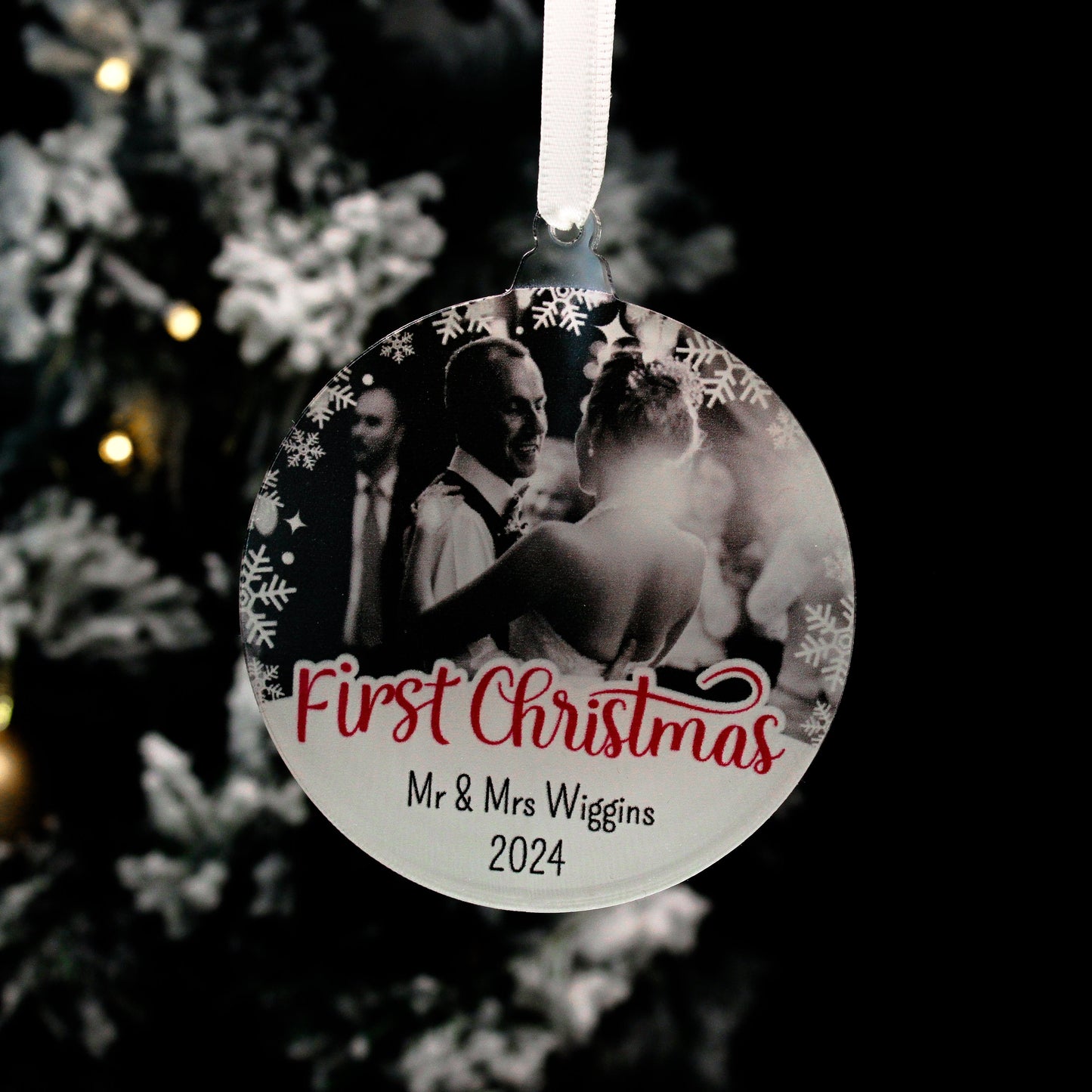 Personalised Photo Upload First Christmas Bauble - 80mm