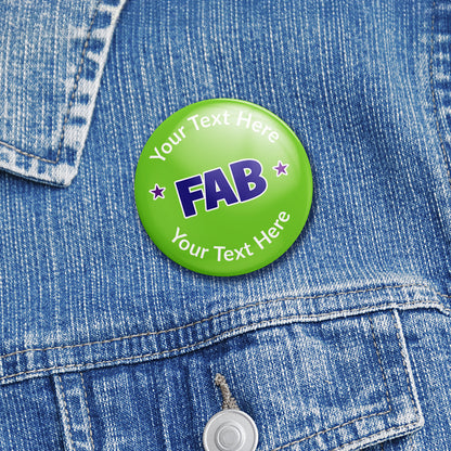 10 Personalised Fab Badges - 38mm