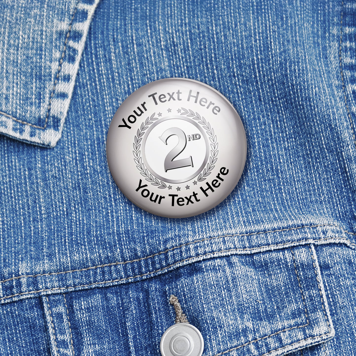 10 Personalised Second Badges - Silver - 38mm