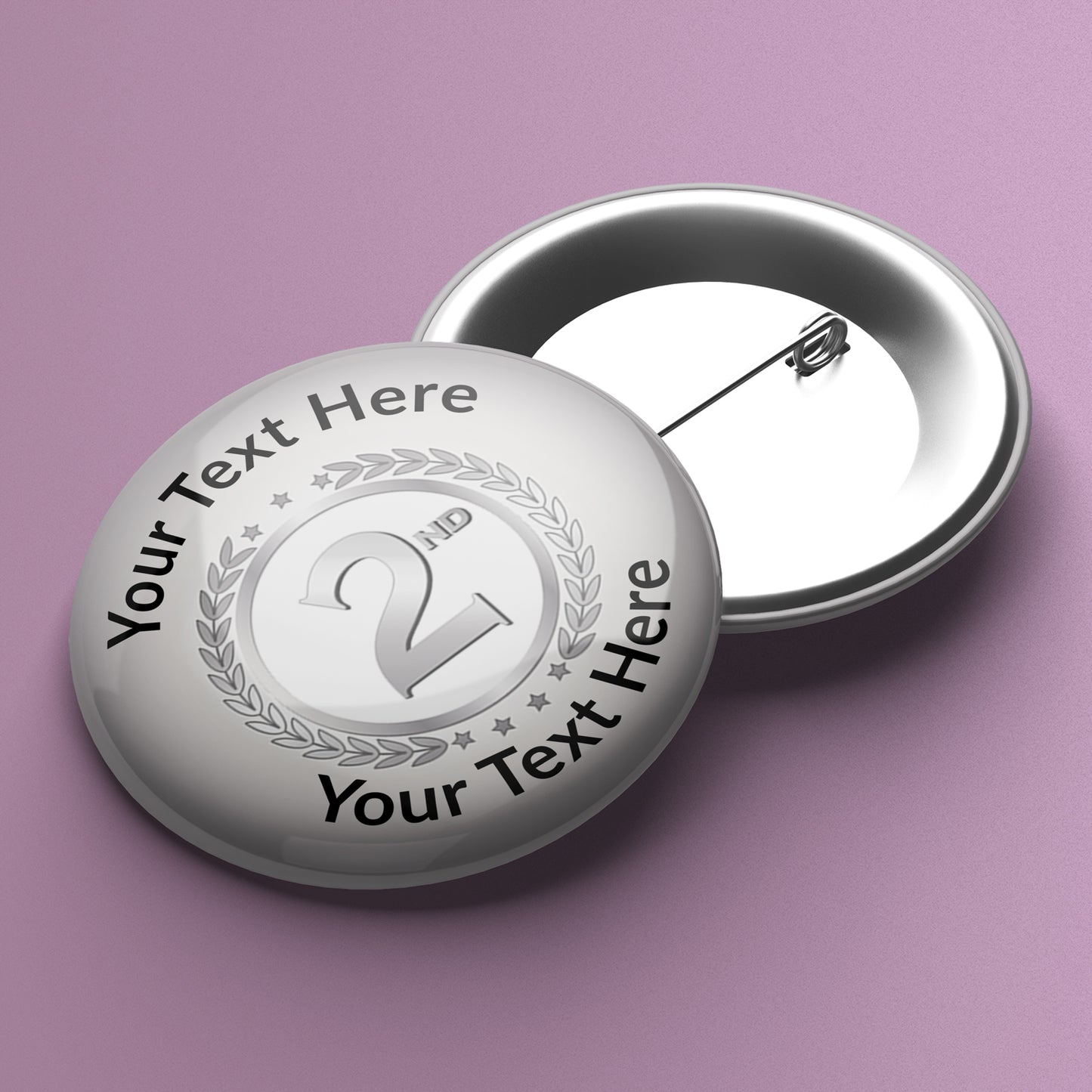 10 Personalised Second Badges - Silver - 38mm