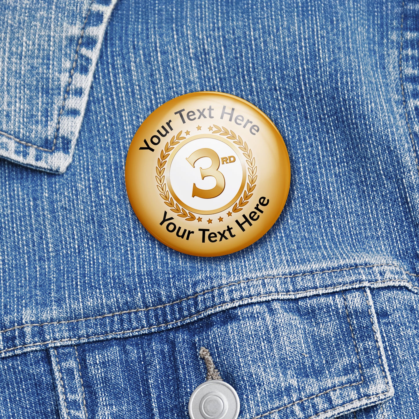 10 Personalised Third Badges - Bronze - 38mm