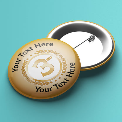 10 Personalised Third Badges - Bronze - 38mm