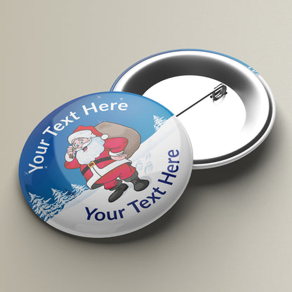 10 Personalised Santa Claus Badges - 38mm