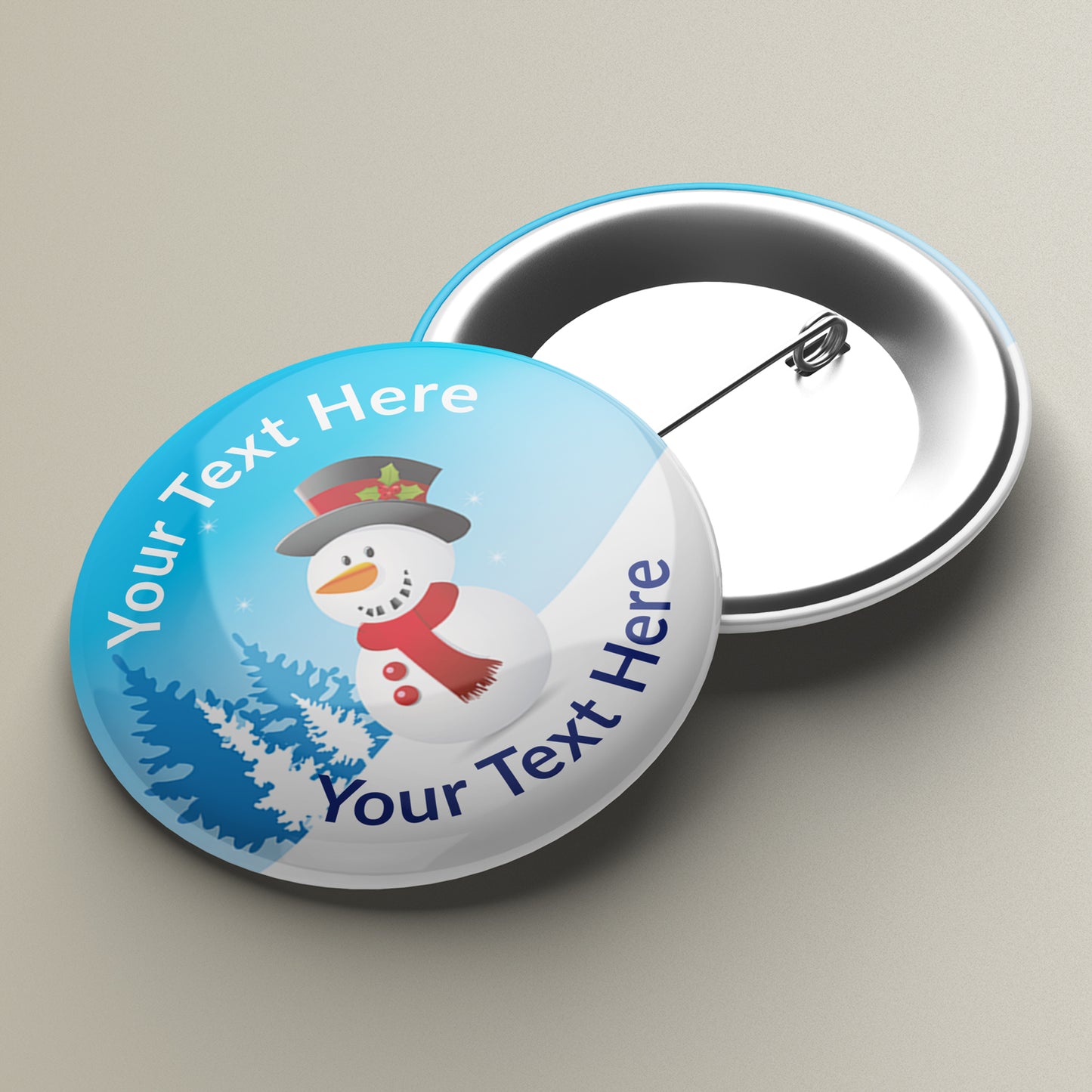 10 Personalised Snowman Badges - 38mm
