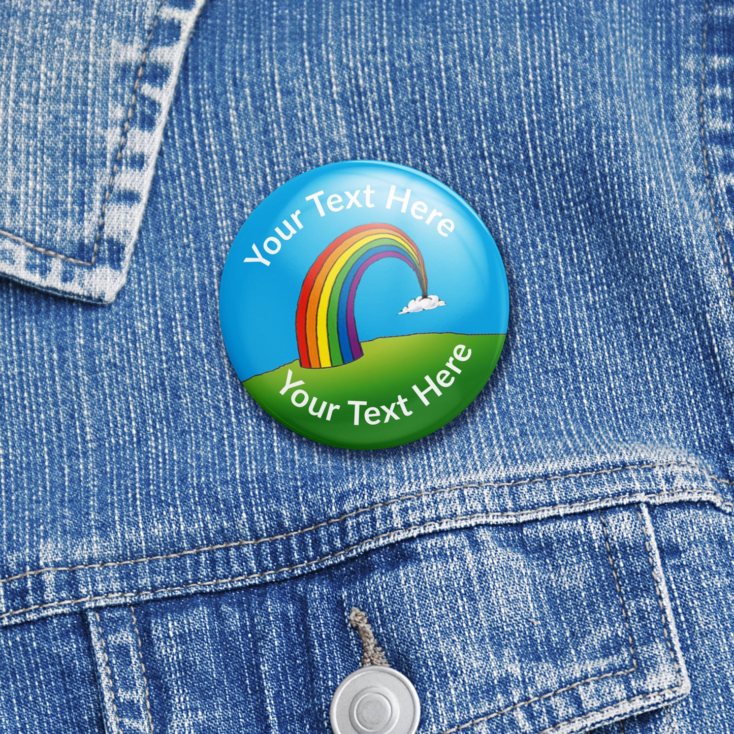 10 Personalised Rainbow Badges - 38mm