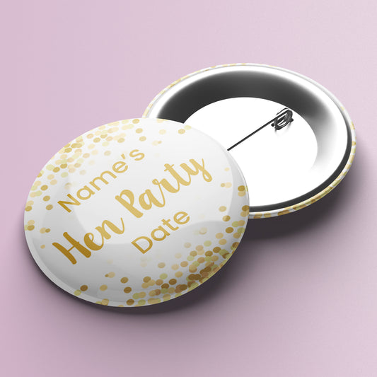 10 Personalised Hen Party Badges - 38mm