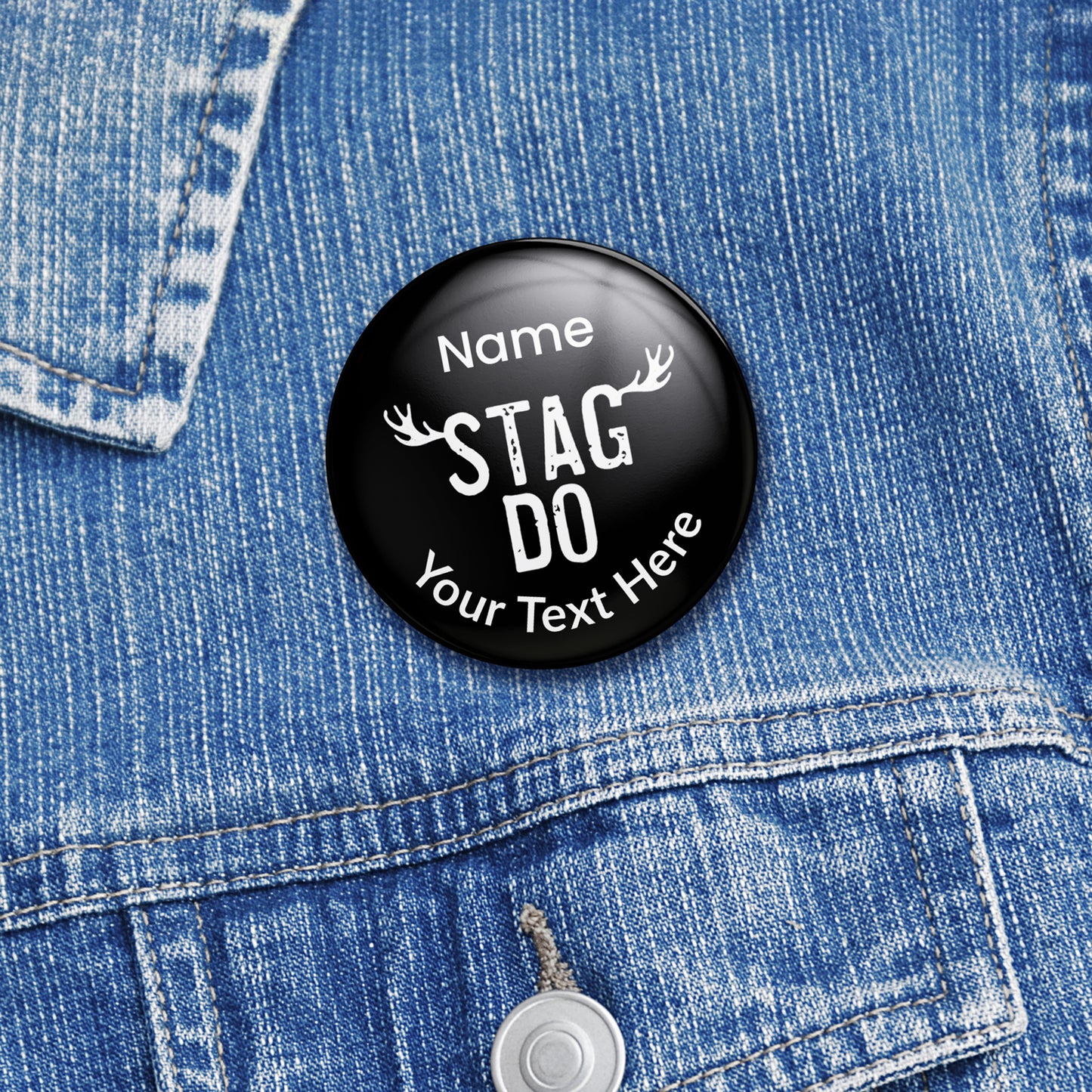 10 Personalised Stag Do Badges - 38mm