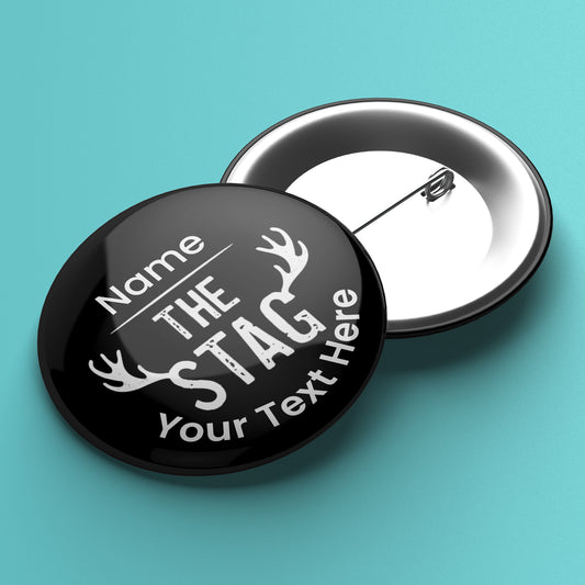 10 Personalised The Stag Badges - 38mm