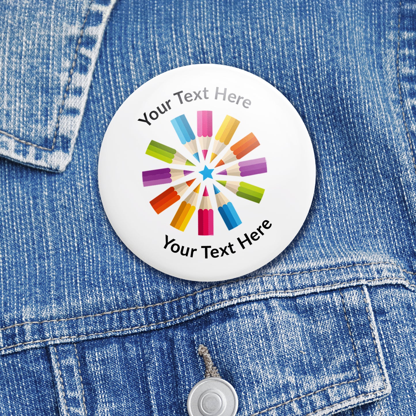 10 Personalised Pencils Badges - 50mm