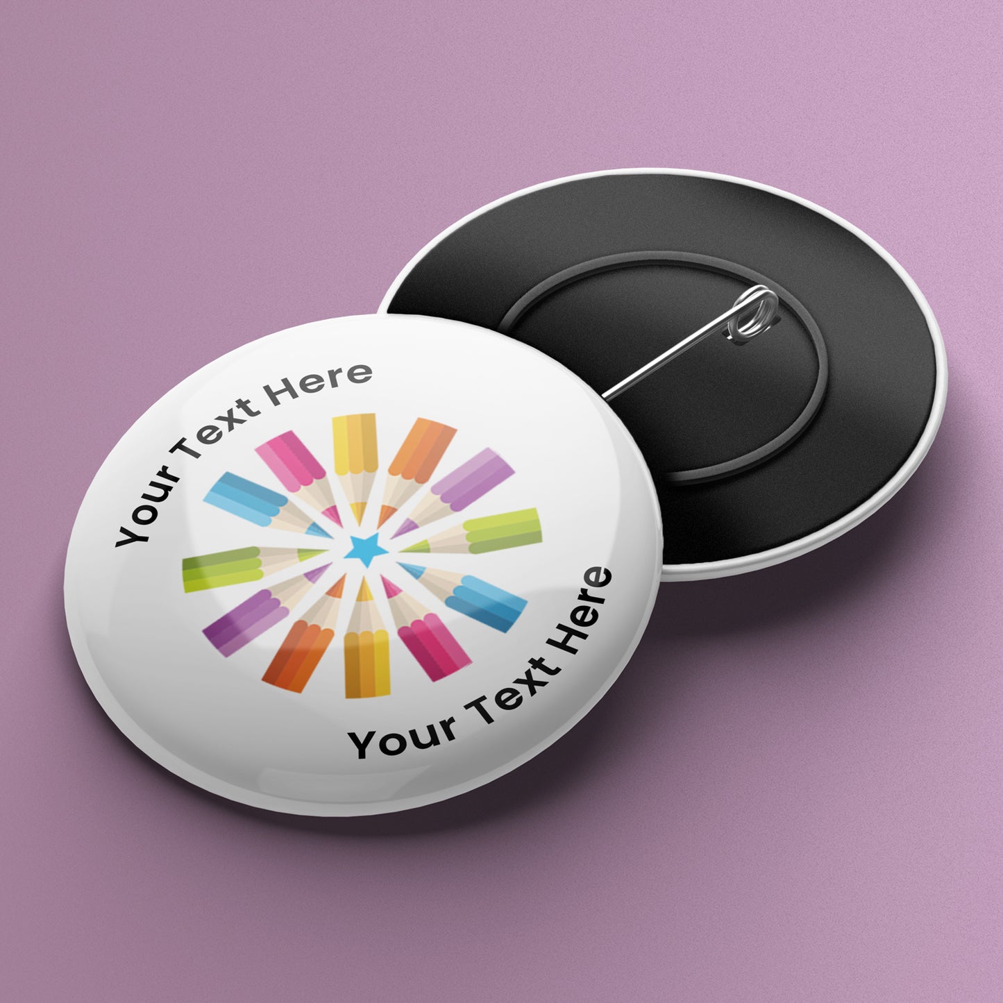 10 Personalised Pencils Badges - 50mm