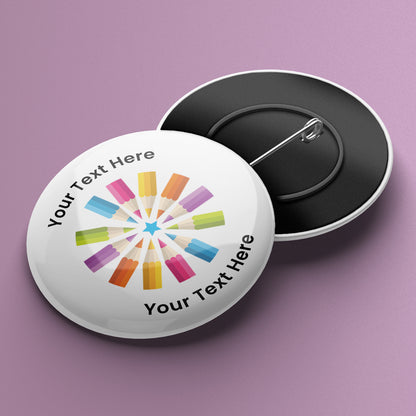 10 Personalised Pencils Badges - 50mm