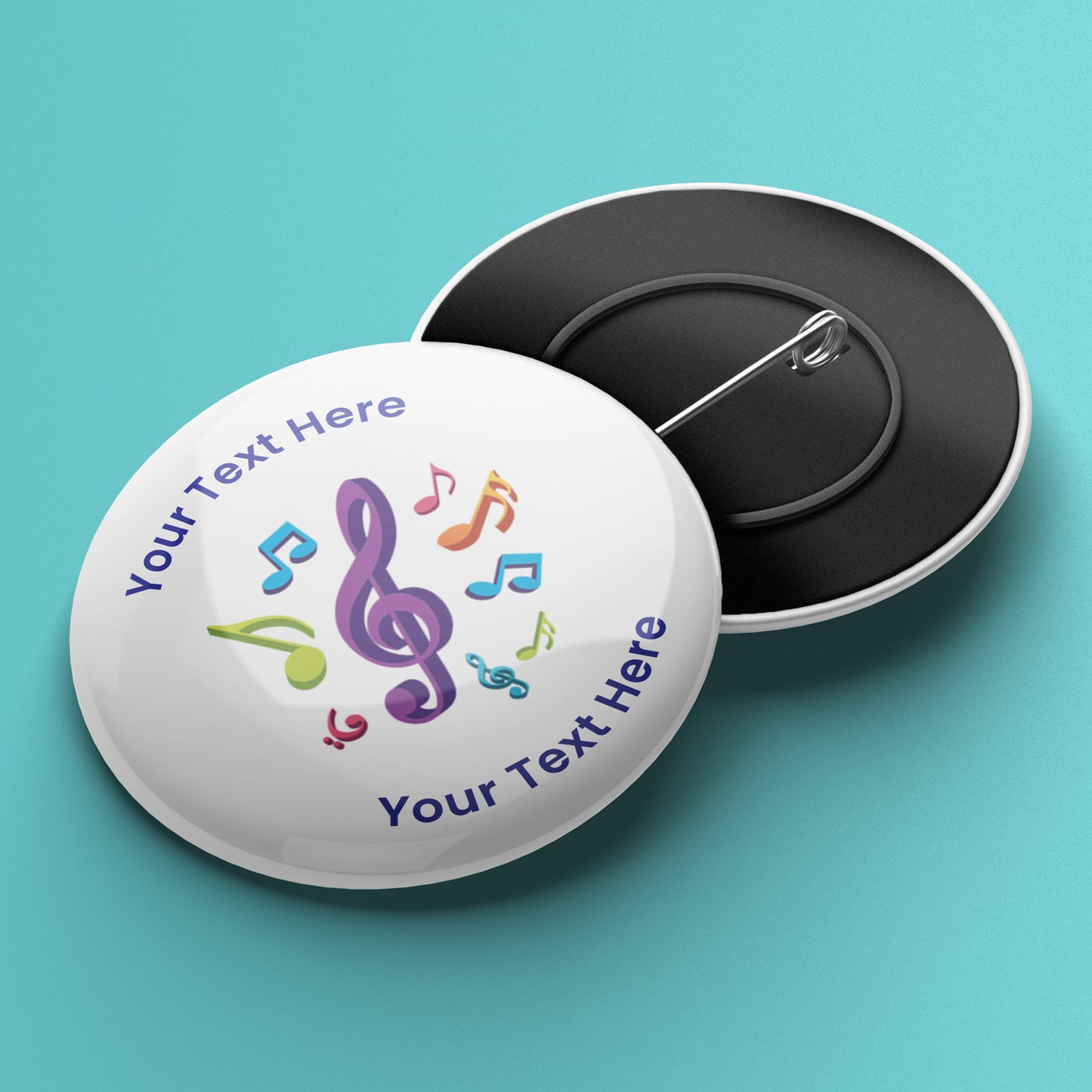 10 Personalised Music Badges - 50mm
