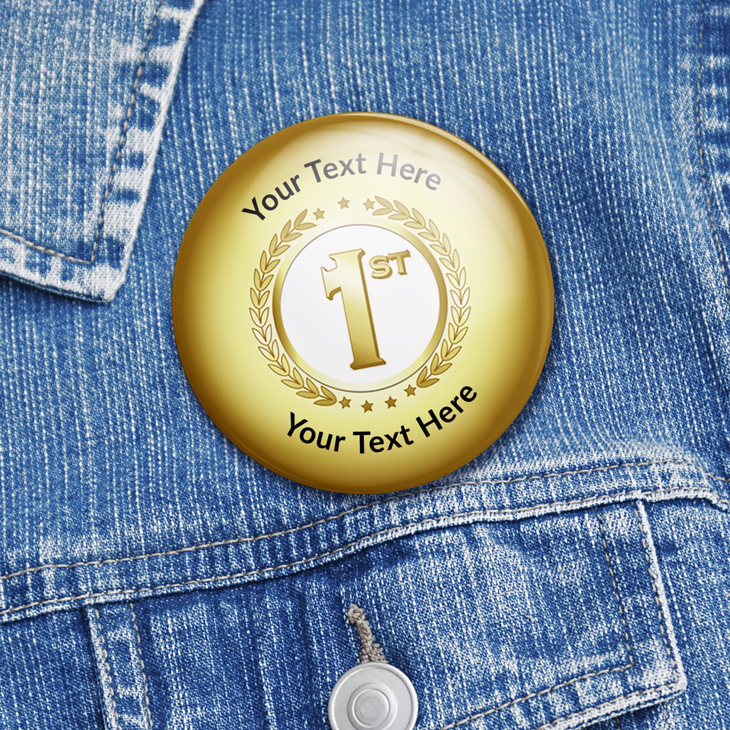 10 Personalised First Badges - Gold - 50mm