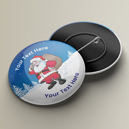 10 Personalised Santa Claus Badges - 50mm