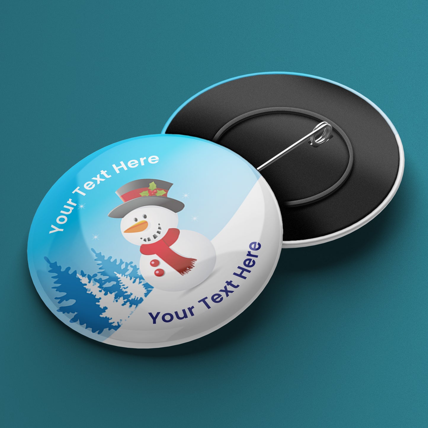 10 Personalised Snowman Badges - 50mm