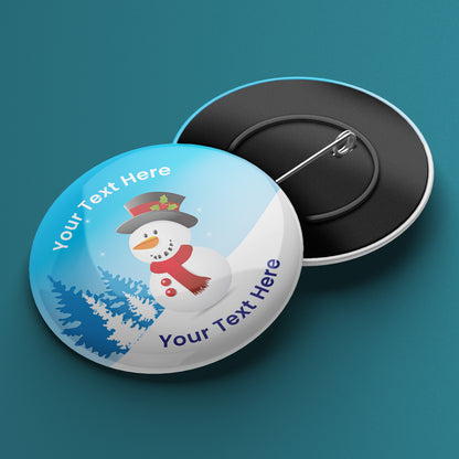 10 Personalised Snowman Badges - 50mm