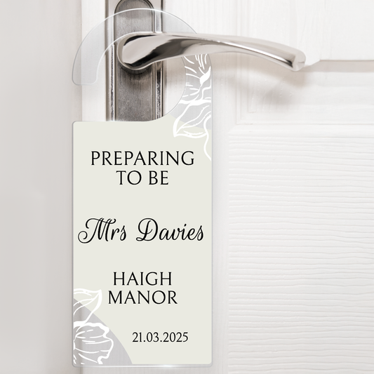 Personalised Acrylic Door Hanger - Wedding - 78mm x 200mm