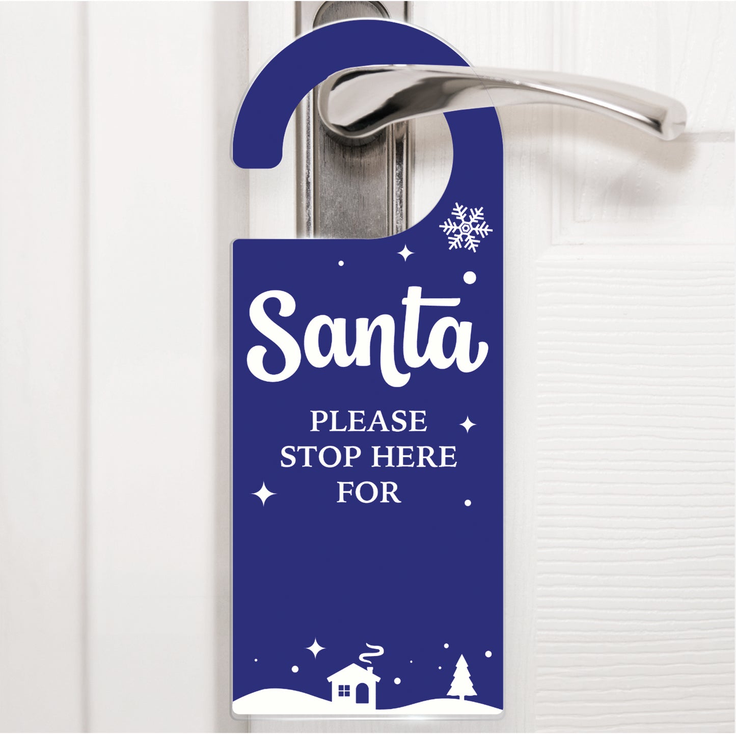 Personalised Santa Stop Here Acrylic Door Hanger - 78mm x 200mm