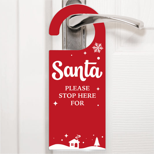 Personalised Santa Stop Here Acrylic Door Hanger - 78mm x 200mm