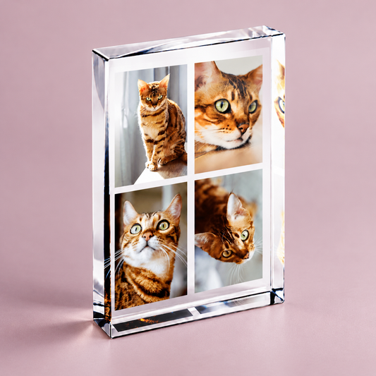 Personalised acrylic photo block featuring four photographs