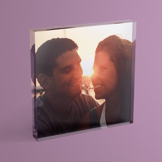 Personalised Photo Upload Valentine's Day Freestanding Block/Coaster - 100 x 100mm Square