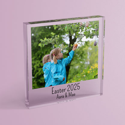 Personalised Polaroid Photo Upload Freestanding Block/Coaster - Valentine's Day - 100mm x 100mm Square