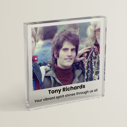 Personalised Polaroid Photo Upload Freestanding Block/Coaster - Memorial - 100mm x 100mm Square