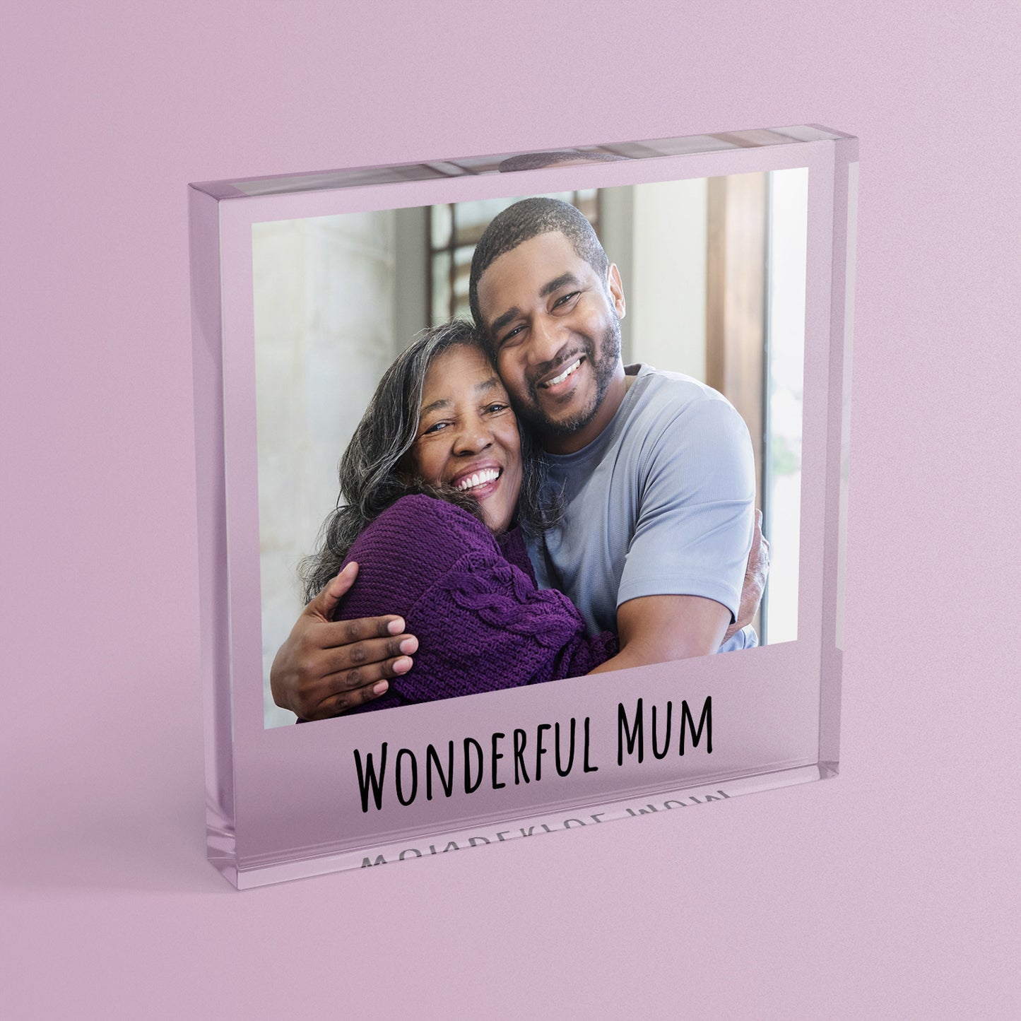 Personalised Polaroid Photo Upload Freestanding Block/Coaster - Valentine's Day - 100mm x 100mm Square