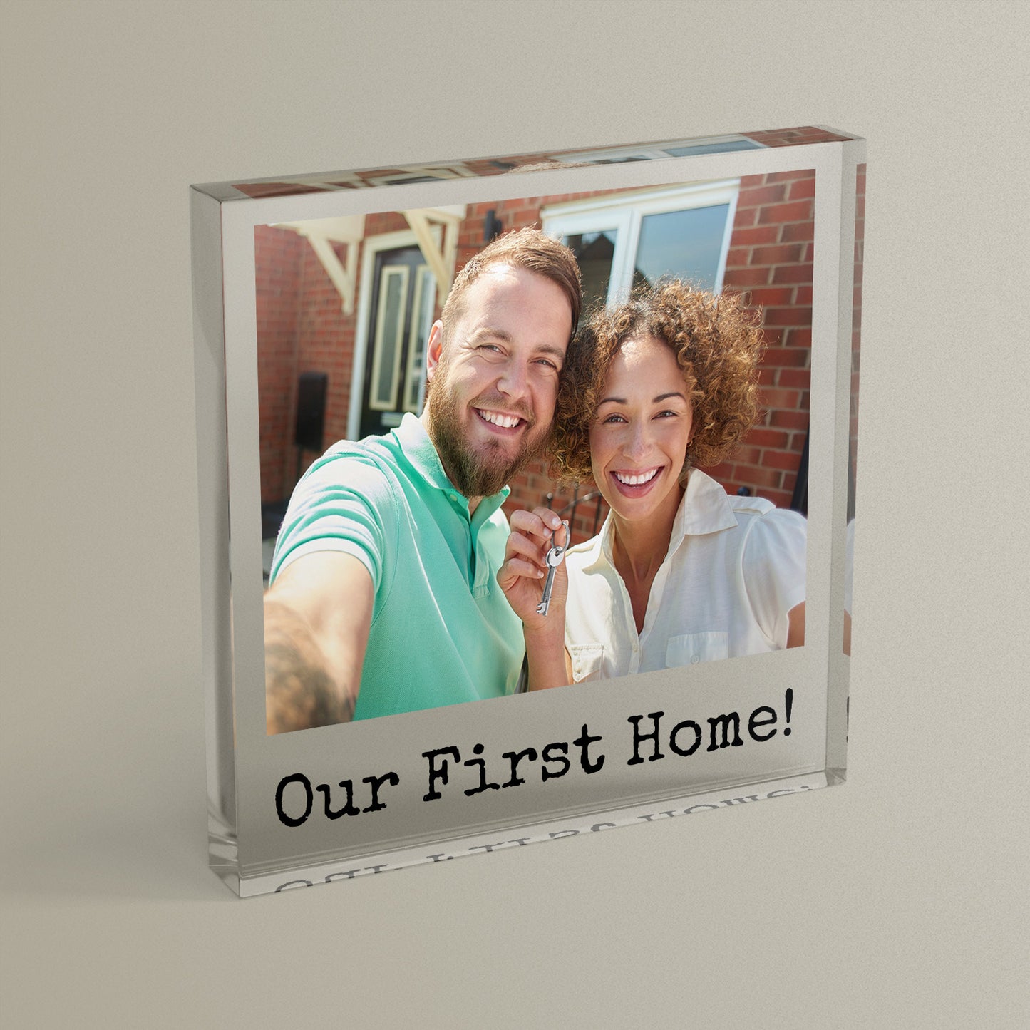 Personalised Polaroid Photo Upload Freestanding Block/Coaster - Valentine's Day - 100mm x 100mm Square