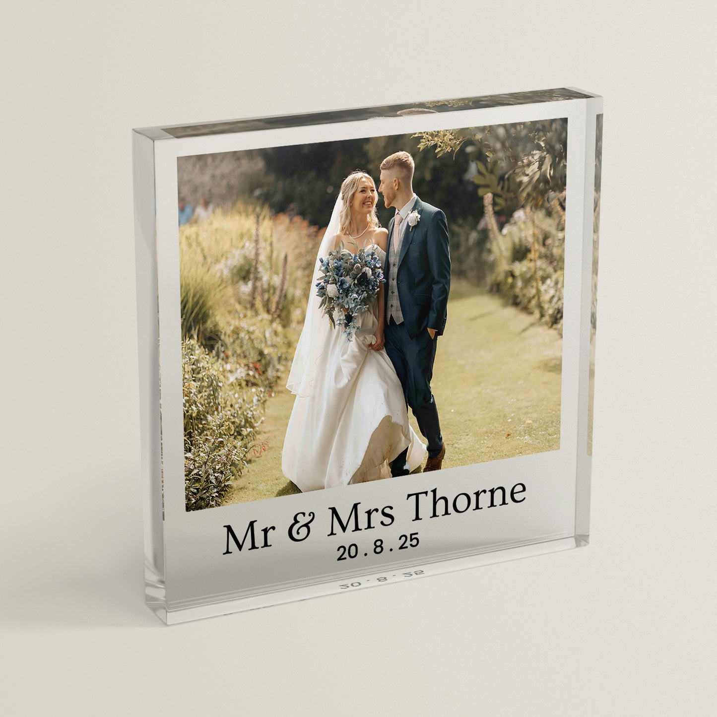 Personalised Polaroid Photo Upload Freestanding Block/Coaster - Valentine's Day - 100mm x 100mm Square