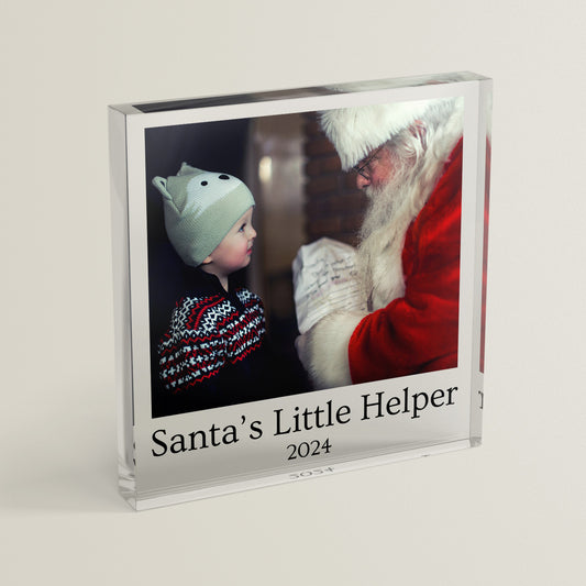 Personalised Polaroid Photo Upload Freestanding Block/Coaster - Christmas Gift - 100mm x 100mm Square