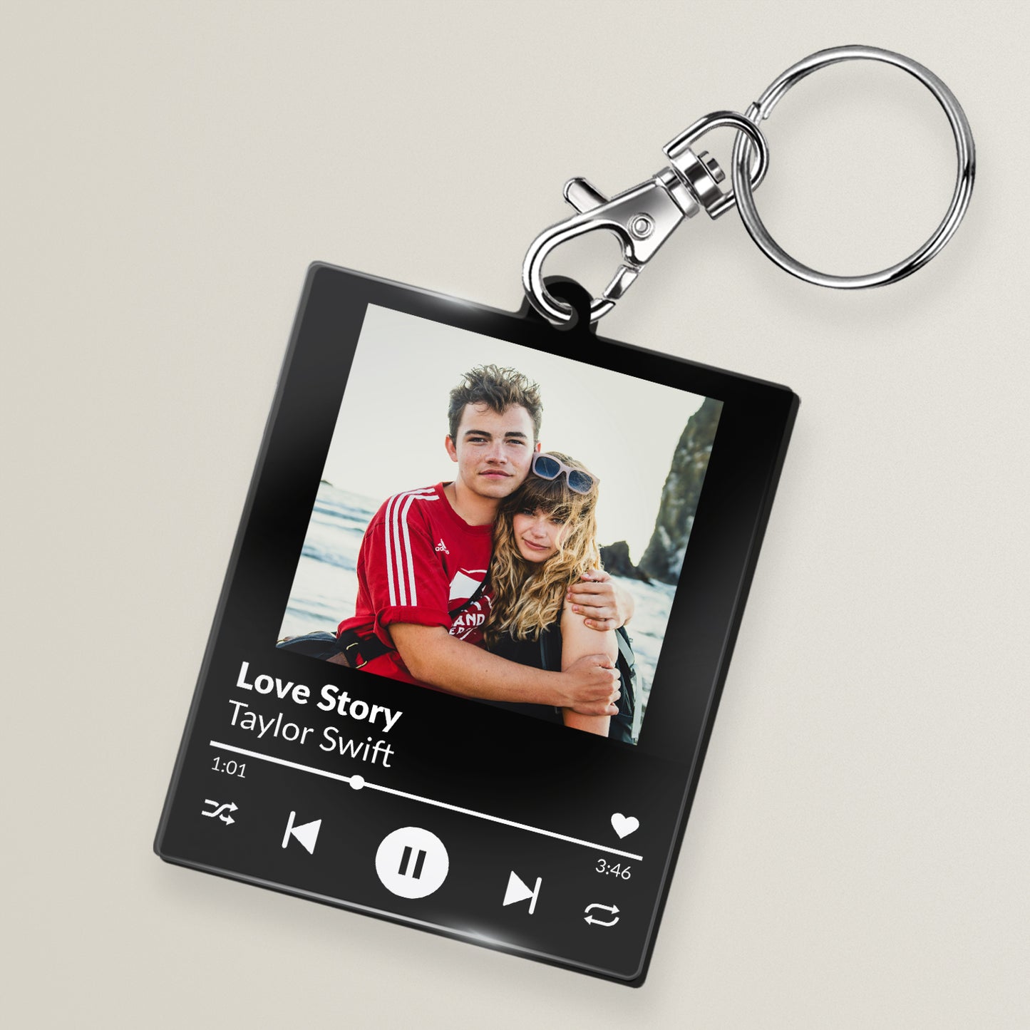 Personalised Music Player Style Rectangle Keyring - 63mm X 51mm