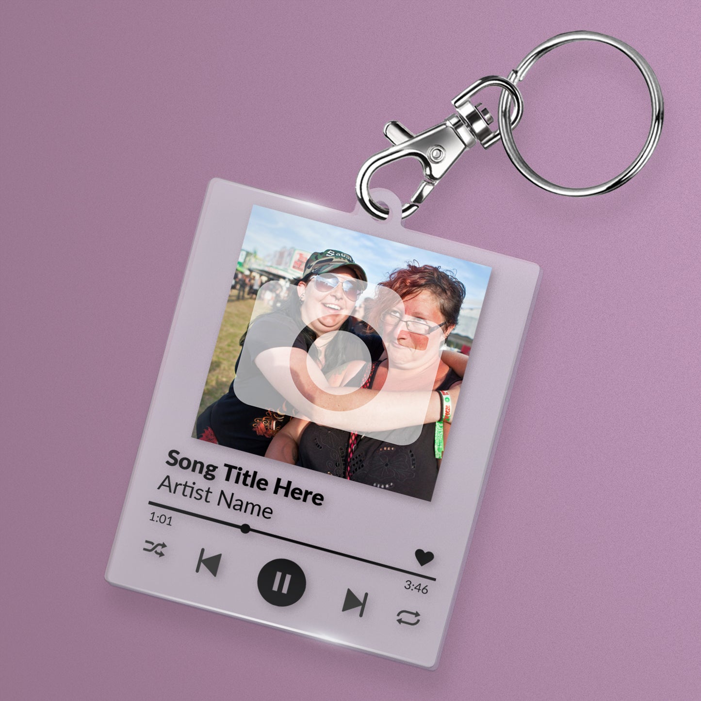 Personalised Music Player Style Rectangle Keyring - 63mm X 51mm