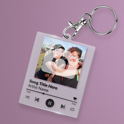 Personalised Music Player Style Rectangle Keyring - 63mm X 51mm