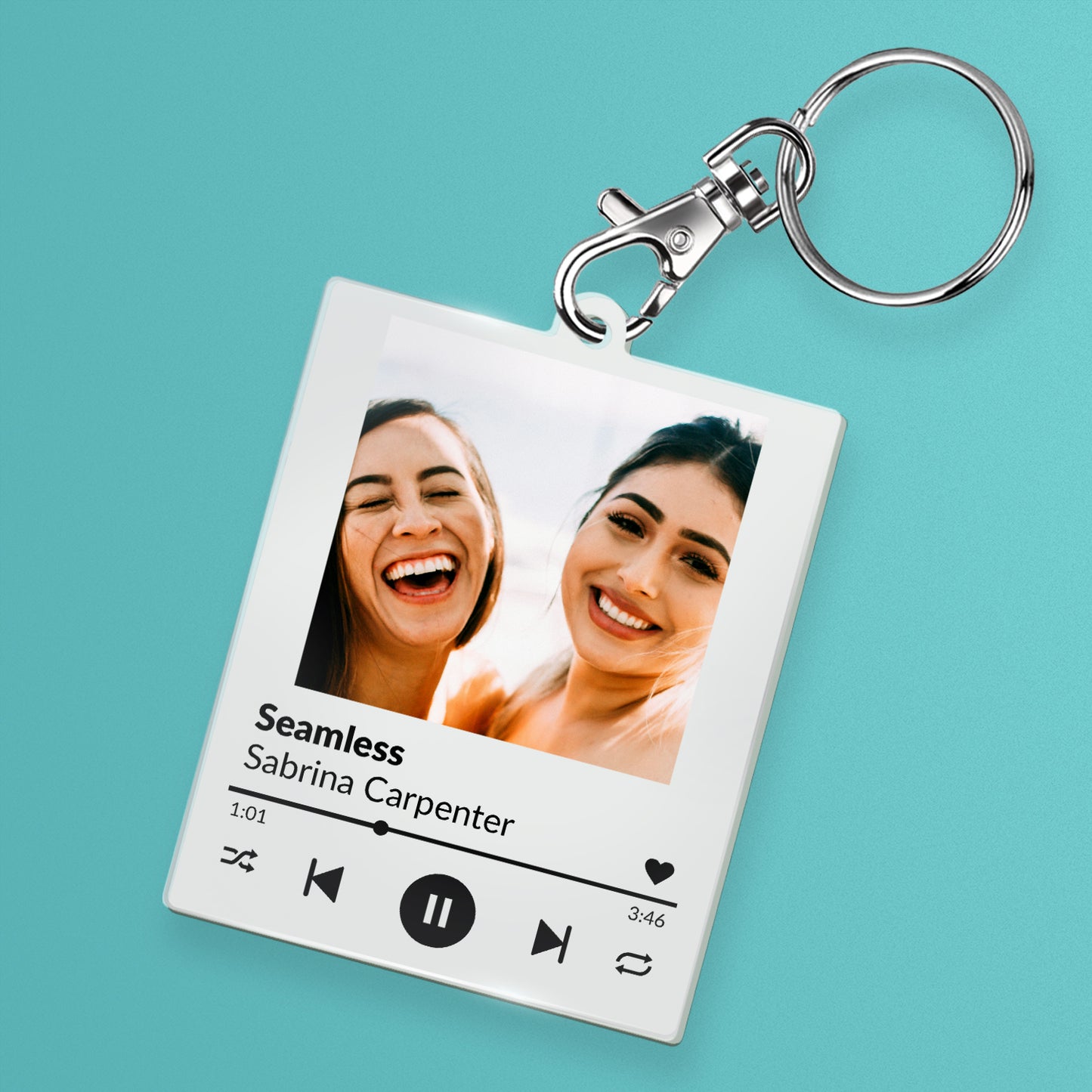Personalised Music Player Style Rectangle Keyring - 63mm X 51mm