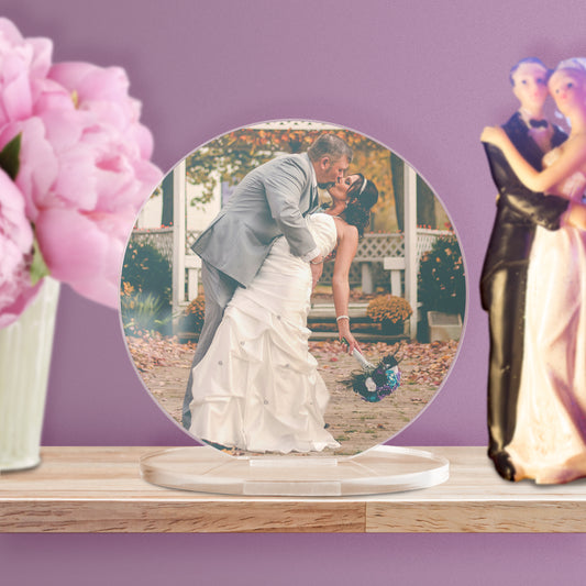 Personalised Full Photo Upload Circle Plaque - Wedding Gift - 100mm