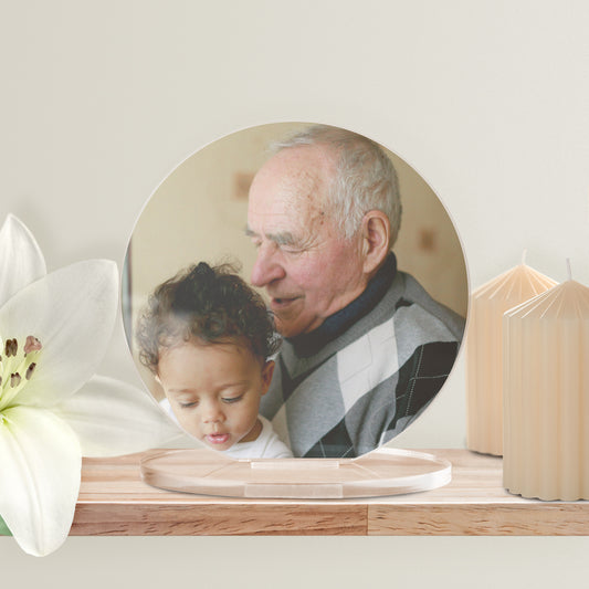 Personalised Full Photo Upload Circle Plaque - Memorial - 100mm