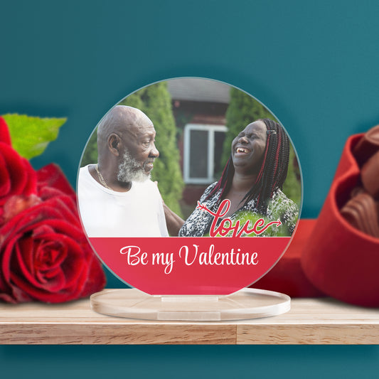 Personalised Love Photo Upload Circle Plaque - Valentine's Day - 100mm