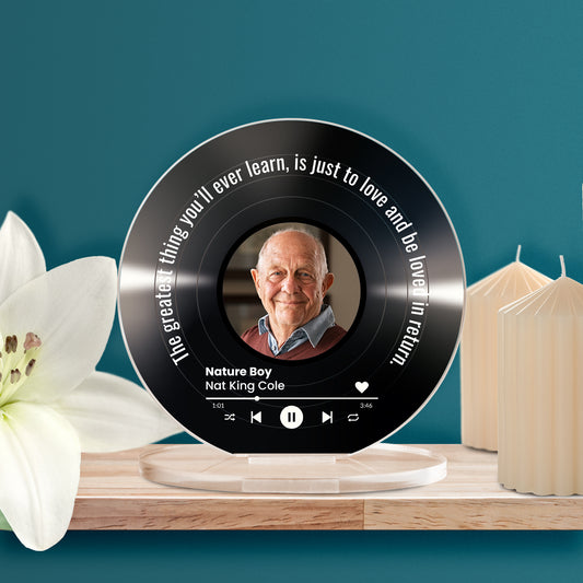 Personalised Upload Vinyl Music Circle Plaque - Memorial - 100mm