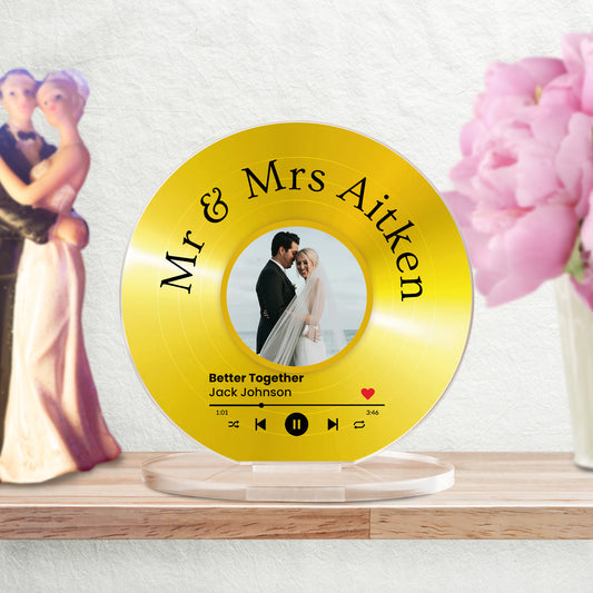 Personalised Upload Vinyl Music Circle Plaque - Wedding - 100mm