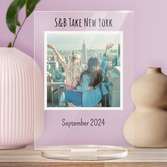 Personalised Square Photo Upload Plaque - Galentine's Day - 140mm X 100mm