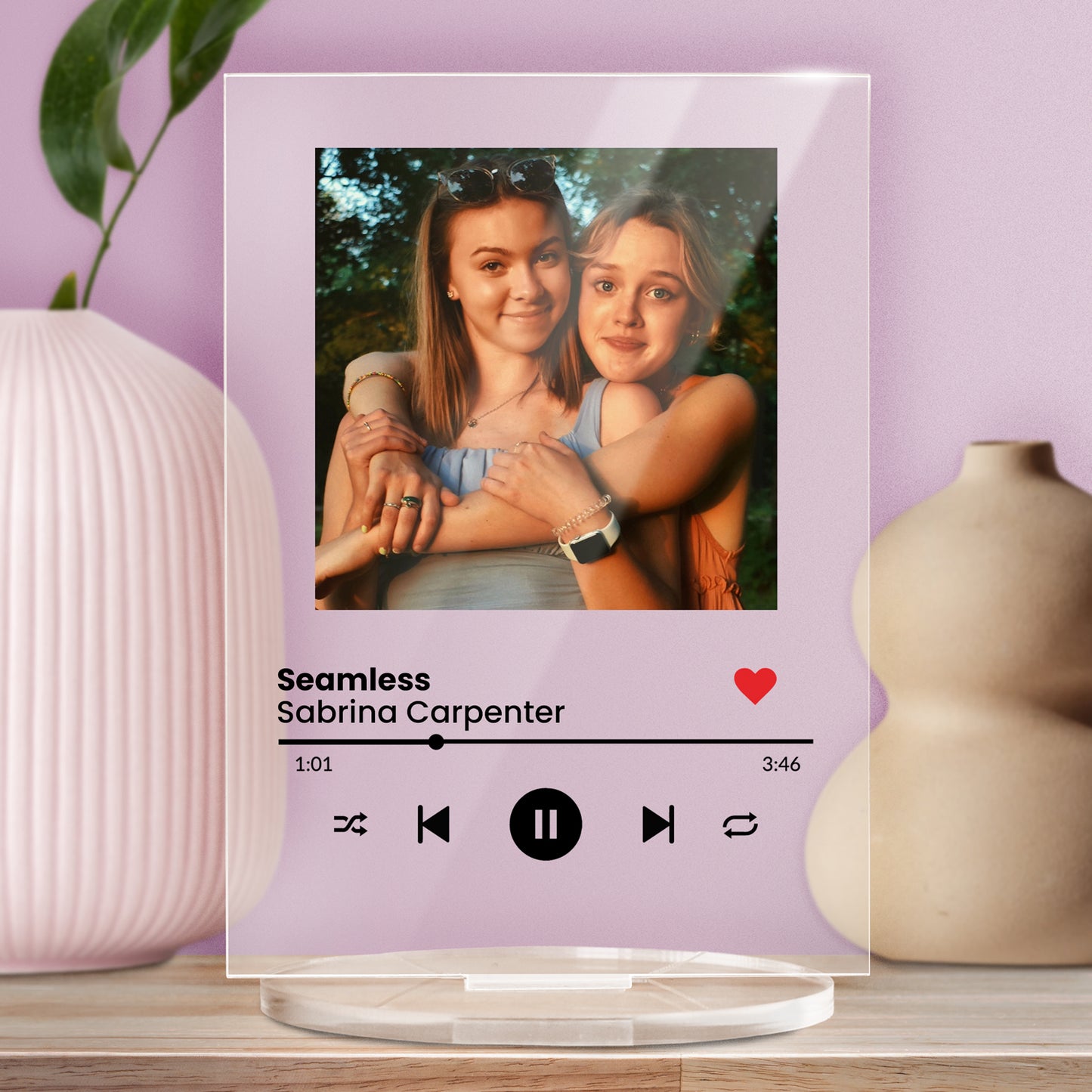 Personalised Music Photo Upload Plaque - Galentine's Day 140mm X 100mm