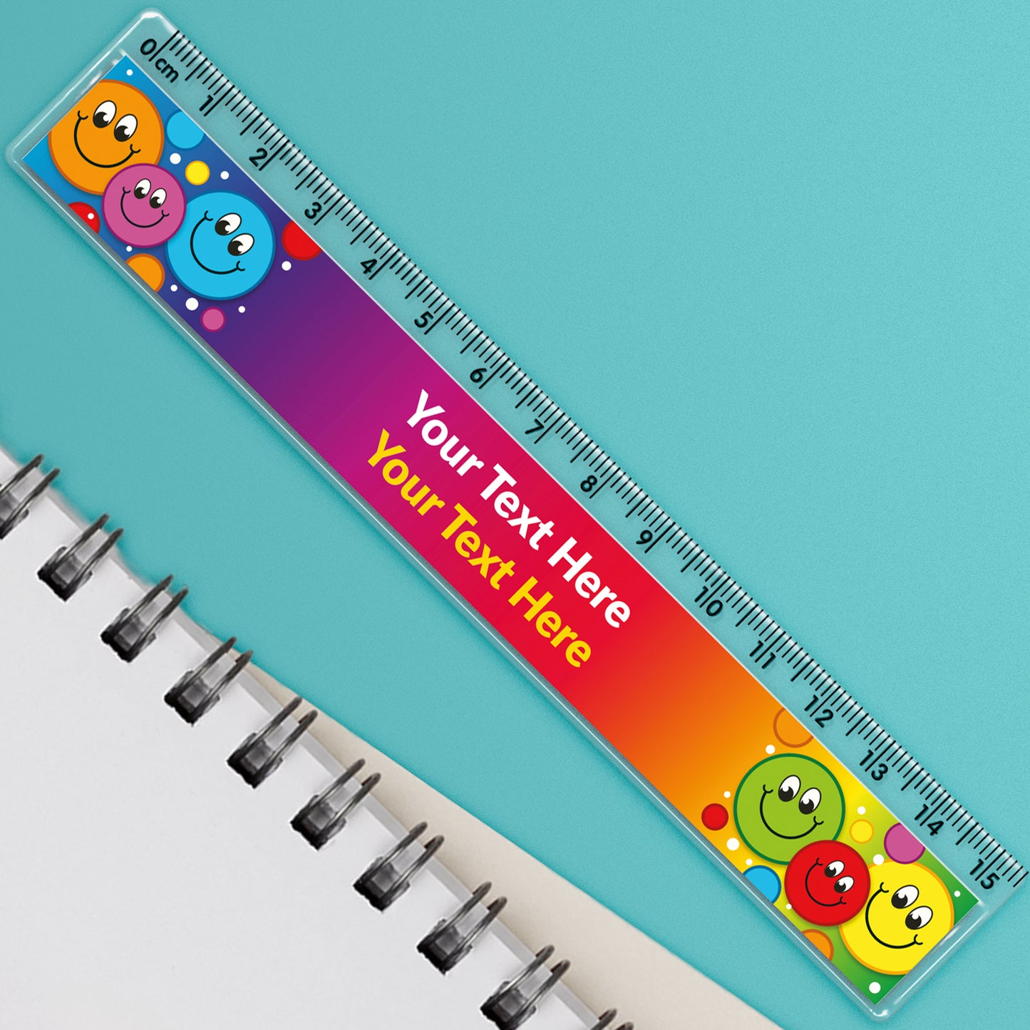 Personalised Smiley Faces Ruler - 15cm