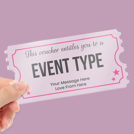 Personalised Frosted Acrylic Ticket/Voucher - 140mm x 70mm