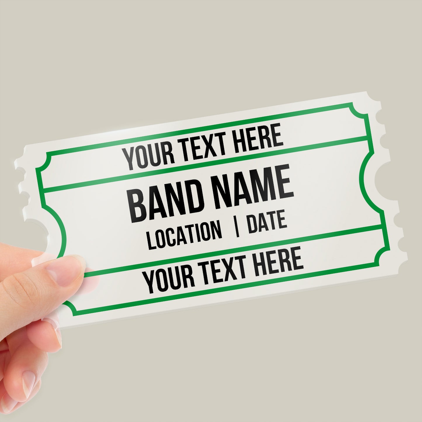 Personalised Bold Frosted Acrylic Ticket - 140mm x 70mm