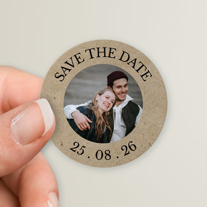 35 Upload Your Own Image Circle Stickers - Save the Date - 37mm