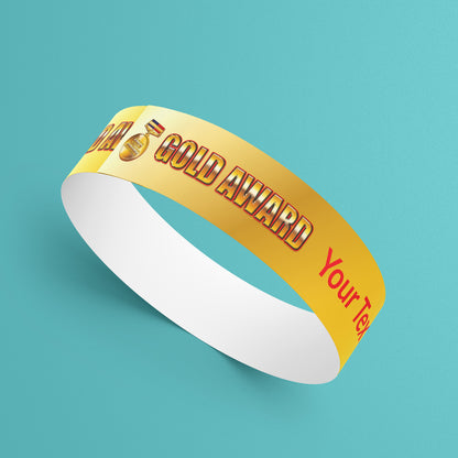 5 Personalised Gold Award Wristbands