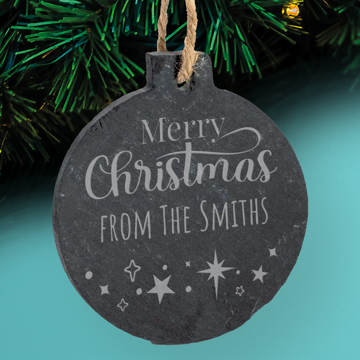 Personalised First Christmas Slate Bauble - 70mm