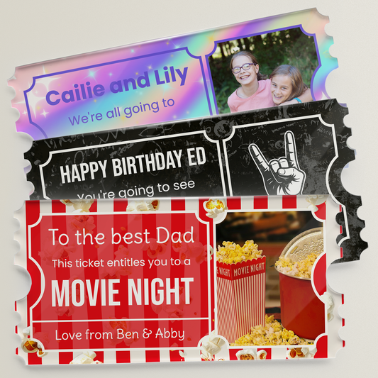 Personalised Image Choice Acrylic Ticket - 140mm x 70mm